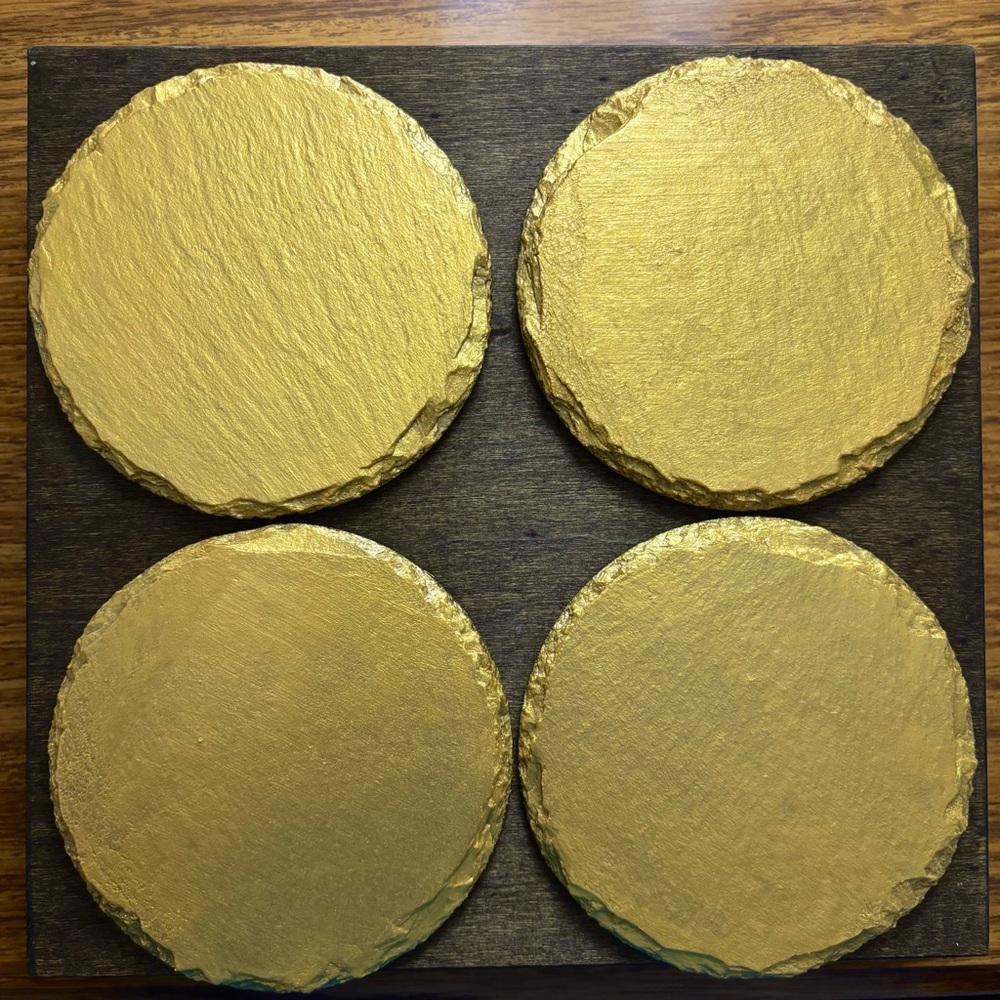 Gold Slate Stone Coasters Lot of 4 - Picture 8 of 8